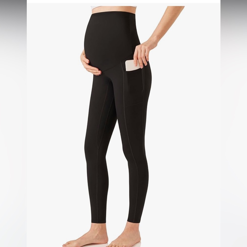 Black Maternity Leggings with Pocket